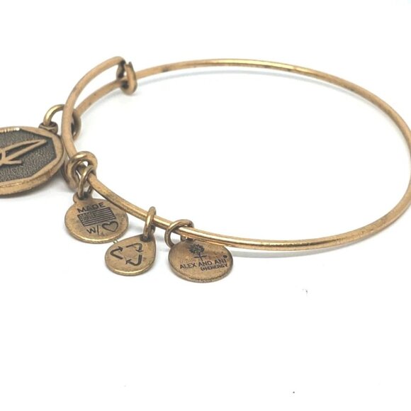 Alex & Ani Adjustable Bangle Gold Tone Charm Bracelet - Picture 2 of 5